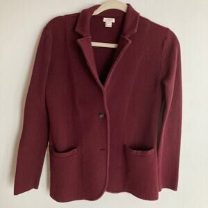 J. Crew Factory Womens Burgundy Schoolboy Knit Sweater Blazer XS Career Minimal